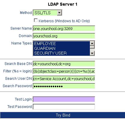 Configure LDAP: Active Directory Global Catalog LDAP SSL/TLS Example If your school district has multiple Active Directory (AD) domains in the same forest, then you can setup Skyward to use the AD