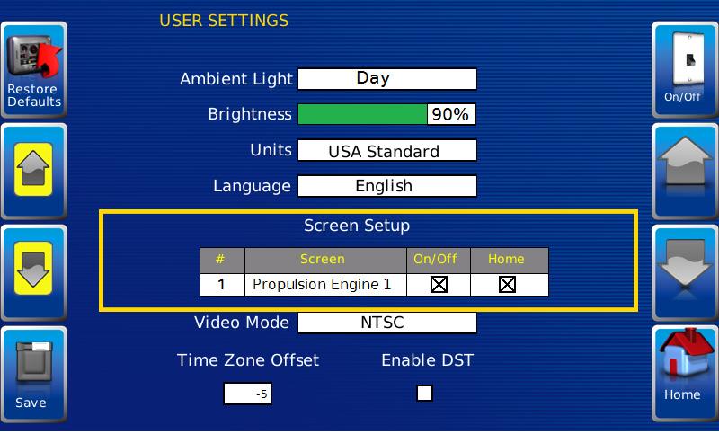 Screen Setup Initially Gauge Screens are listed in default order. You scroll through them using the Previous and Next soft keys.