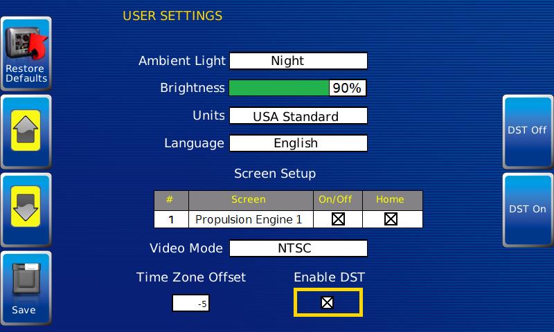 Enable DST To Enable Daylight Savings Time, ensure the Enable DST box is checked, and press the