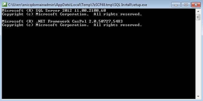 7. A window will appear while the temporary files are opening to install SQL
