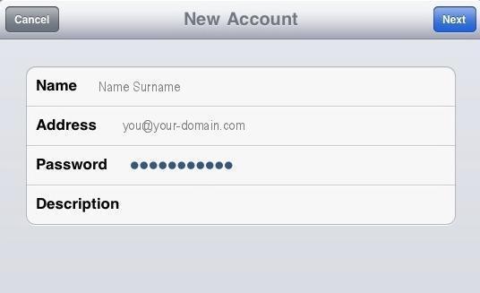 3. In this Other screen, go to Mail and tap Add Mail Account 4.