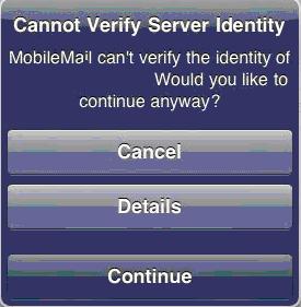 If your device shows a message as "Cannot verify server identity", tap Details and tap Accept. Congratulations, you have now successfully configured your email account on your ipad.