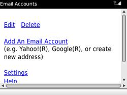 The email account is added. Choose Edit, and then the central key.