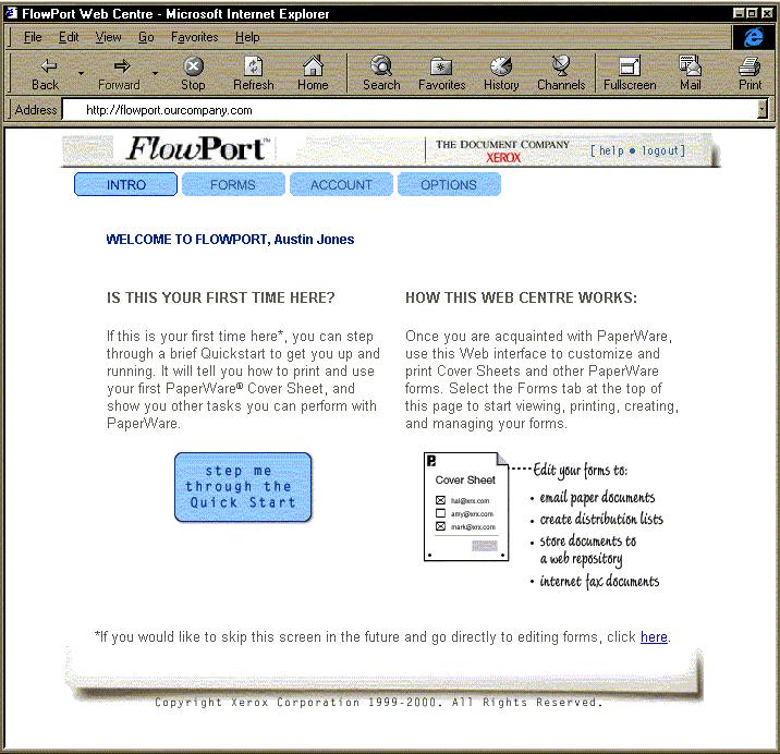 About the Web Centre About the Web Centre The FlowPort Web Centre window is shown in the following diagram.