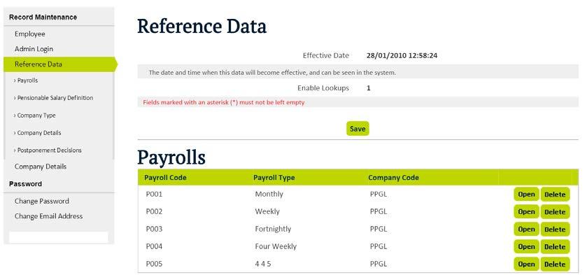 Please check that these details are correct. If the payroll details for your client is not populated in your microsite then you will need to add a new payroll.