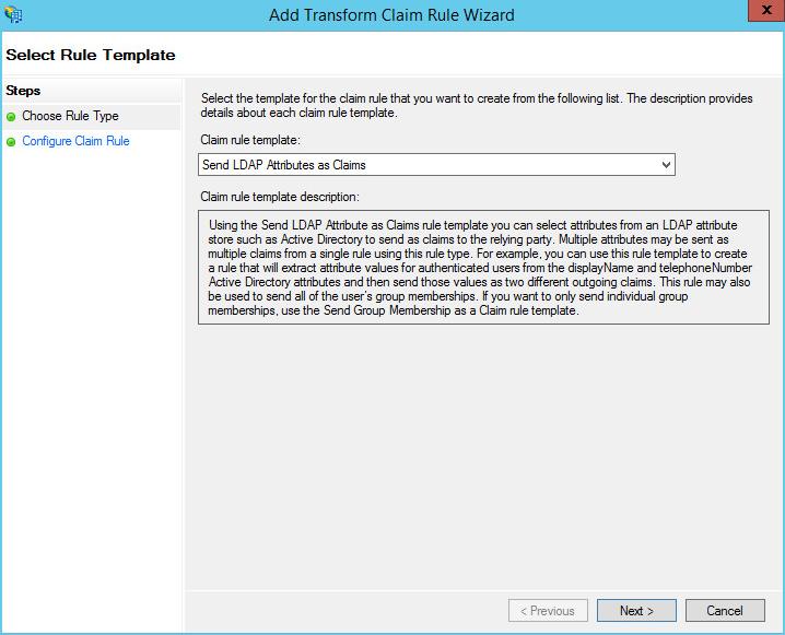 select Send LDAP Attributes as Claims, and then click Next. 13.