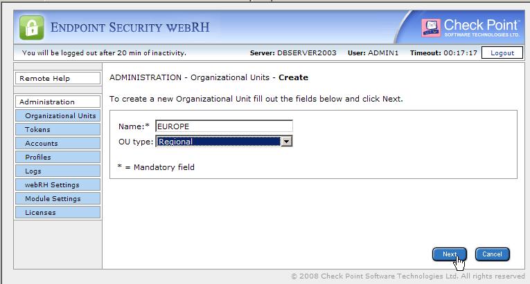 Managing Endpoint Security webrh Working with Organizational Units (OUs) There are three different levels of OUs: global, regional and local. You can manage regional and local OUs directly.