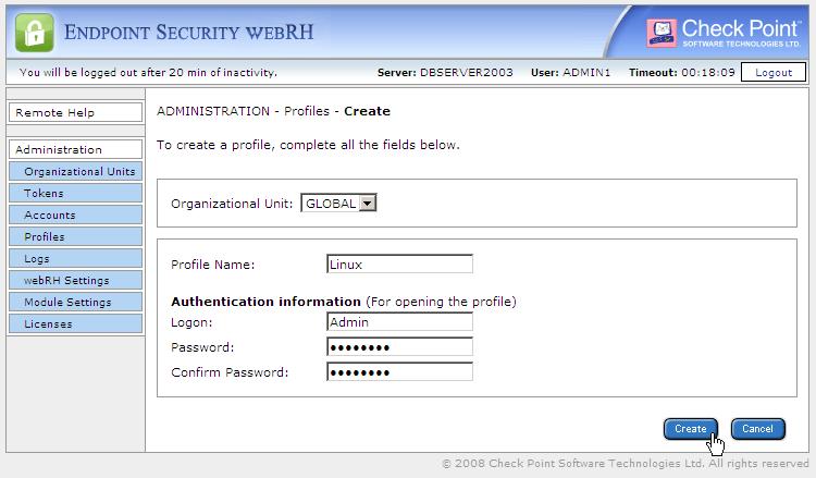 Creating and Deploying webrh Profiles Note - If a profile has not been successfully deployed, you must create a new profile in Endpoint Security webrh and deploy it again. You cannot reuse profiles.