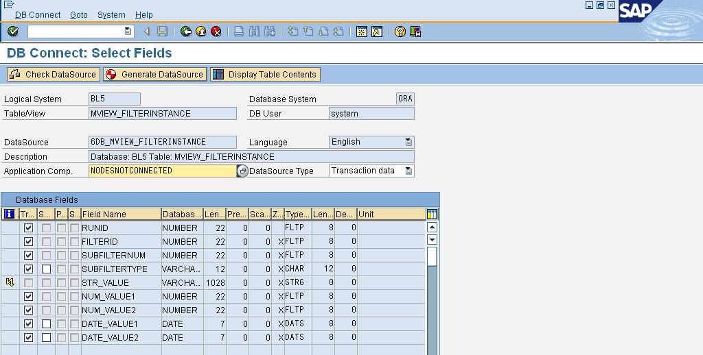 A DataSource is generated from the table/view, whose technical name is composed of the prefix 6DB_ plus the technical name of the table/view.