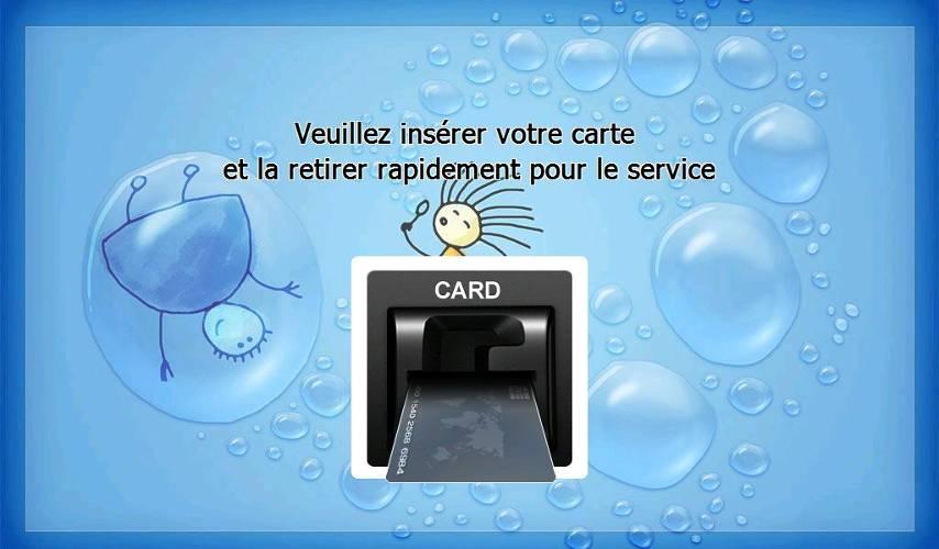 7. Appendix 7.3.3 TRANSACTION PROCESS (FRENCH) 7.3.3.1 AP MAIN This is a main AP screen and the customer can start to do transaction by inserting and quickly removing the card on card reader.