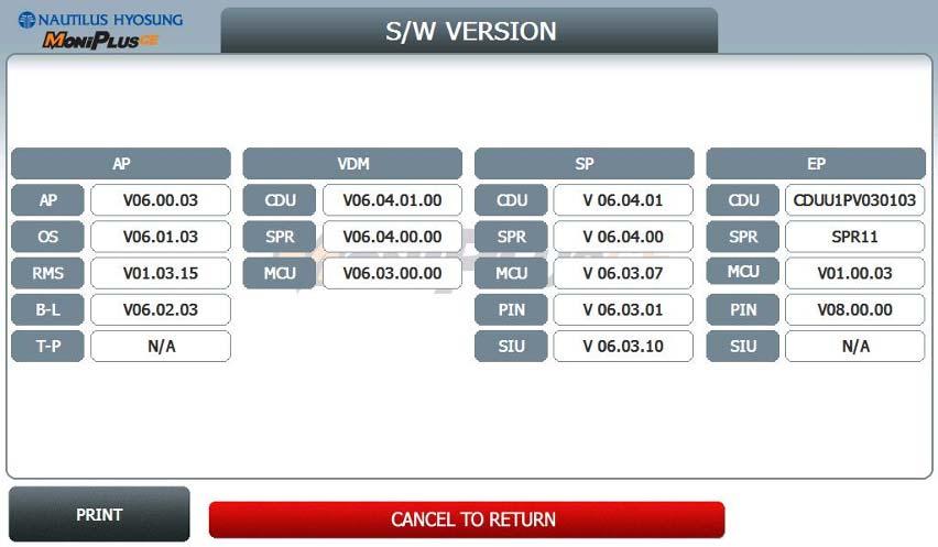 5. Operator Function 5.5.2 SW VERSION This menu shows each software version.