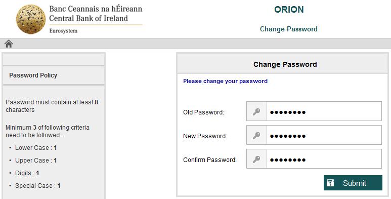 The user should then hit Login to progress to the next screen (Figure 3) where the user must change their password to one of their own choosing.