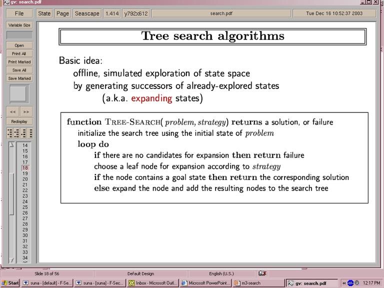 Tree search algorithms Basic idea: offline, simulated exploration of state space