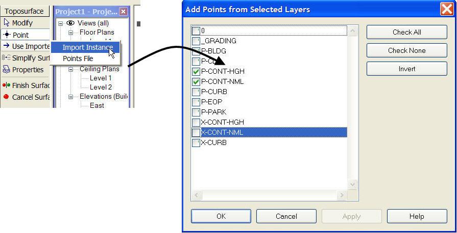 Figure 3. AutoCAD files can be used to generate toposurfaces in Revit.