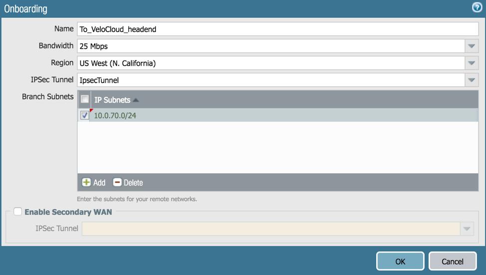 Onboard VeloCloud Headend as a Branch To onboard a VeloCloud headend as a branch,