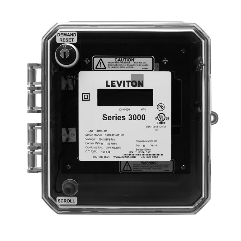PRODUCT DT Submetering Solutions for ccurate Measurement & Verification Indoor DEFINITION The Leviton Series 3000 line of revenue-grade meters meets all measurement and verificationbased