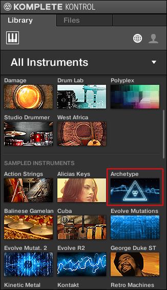 KOMPLETE KONTROL Browser Browser Basics The KONTAKT instrument and all of its presets are now available in the Library pane of the KOMPLETE KONTROL Browser.