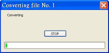 If you wish to terminate the conversion, click <STOP> to abort. If the conversion is aborted, the status column will show Break Off for the specific file aborted.