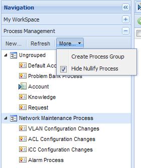 6 Process management The Process Management node in the Service Desk navigation pane allows you to create, configure, delete, nullify, and execute processes and process groups.