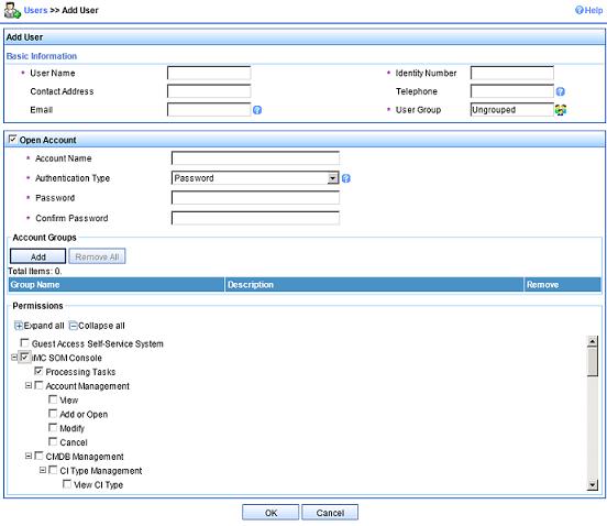 Adding user accounts from the imc Platform 1. From the imc Platform home page, click User > Add User. the Add User page appears in the task pane as shown in Figure 37.