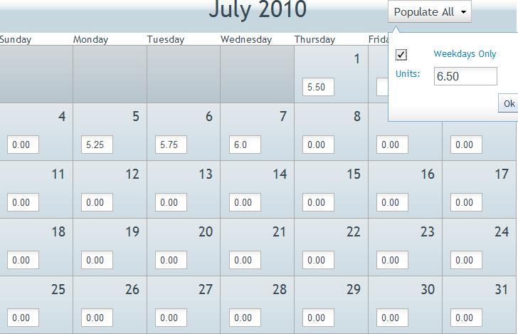 TIP: Use the TAB key to move from day to day on the calendar. s Units Calendar Place your cursor in the box to directly enter units.