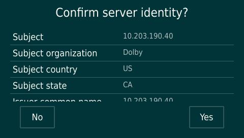 7.2 Deploying in a secure network Procedure 1. If a PKI-based authentication method is selected by the authentication server, you are prompted to review the server certificate information.