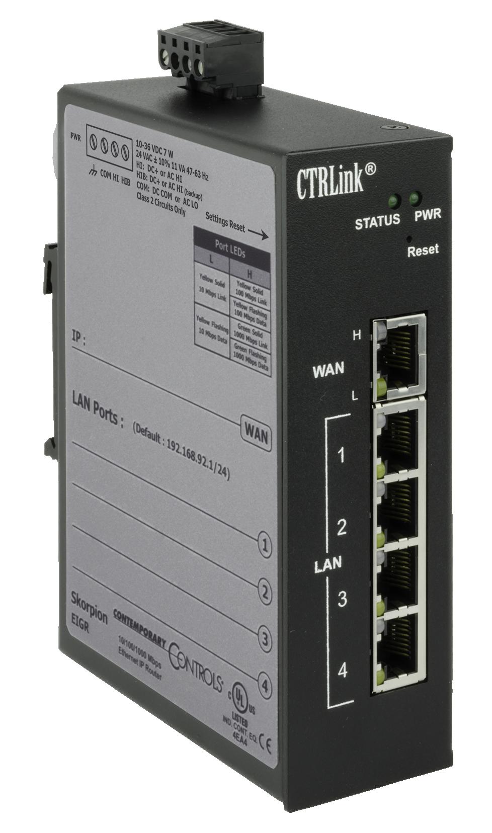 Data Sheet EIGR-E Series EIGR-E Skorpion Gigabit IP Router Although the EIGR-E has many of the same features found in high-end routers, it is simpler to install and commission.