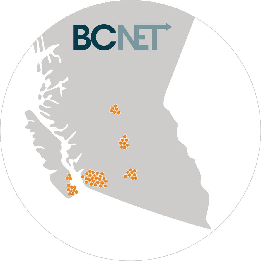 The number of organizations and sites connected to BCNET