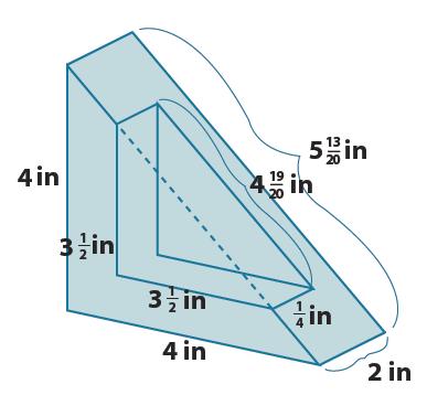 6. Find the surface area of the solid shown in the diagram. The solid is a right triangular prism (with right triangular bases) with a smaller right triangular prism removed from it.