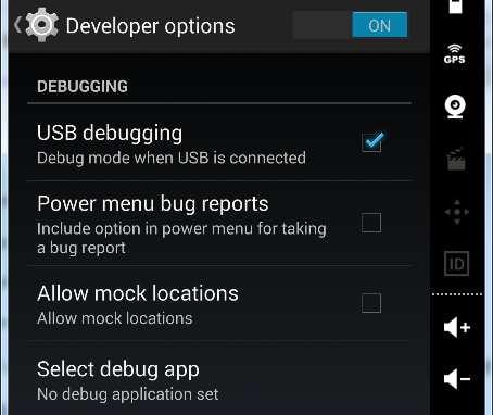 2.2.2. Set developer environment on Android On emulator/device, go to Settings > Developer options > Turn on USB Debugging On Android 4.2 and newer, Developer options is hidden by default.