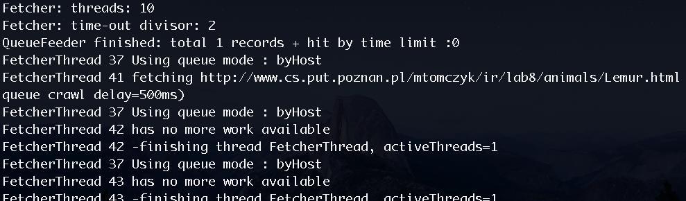 Then, use readdb to read the database (crawldb) and store in /dump1:./$nutch/bin/nutch readdb $nutch/exercise/crawldb -dump $nutch/exercise/dump1 Open dump1/part-00000 file and verify the content.