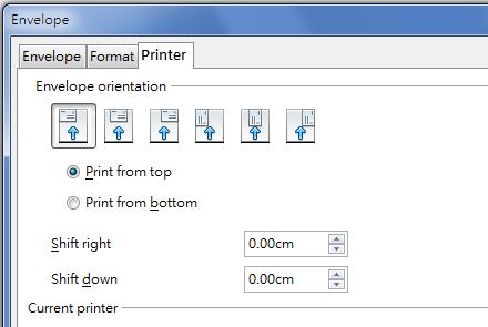 Finally, go to the third tab (Printer), select the appropriate orientation of the envelope. There are a total of 12 orientations of the envelope.