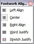 Editing a Fontwork object Figure 6: The extended alignment toolbar Fontwork Character Spacing: Changes the character spacing and kerning in the object.
