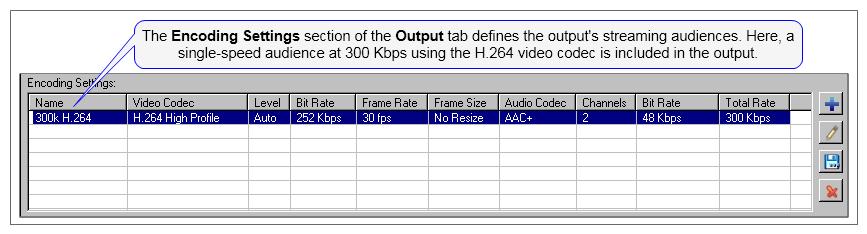 When you choose an MPEG-4 output, it selects 300 Kbps H.264/AAC encoding by default.