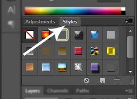 5. Add a Pre-Formatted Style to an Object Select the Rectangle Layer Select the Styles tab, it will be located ABOVE the Layer Manager (indicated by the White arrow in the image ) Change the Layer