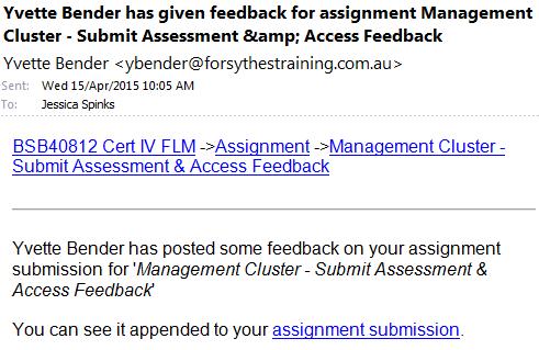 Accessing Feedback You will receive notification via email when your assessment has been marked. You will need to access the result by logging onto Moodle.
