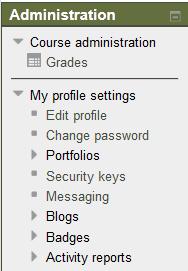 The Administration Block: The Administration block is available in every Moodle classroom.