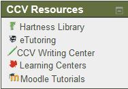 CCV Resources: In this block there are quick links to student resources. These resources are also available in the Portal.