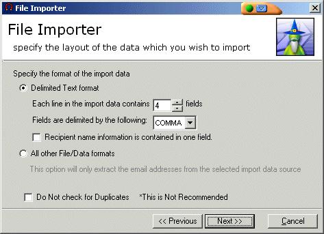 The Importer will attempt to determine how the file is made up. It does this by looking for a common delimiter and then it will count the number of fields.