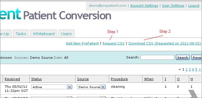 Overview - Request CSV To download an Excel document of your leads first click Request CSV.