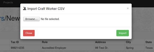 3.2. Exporting craft workers To export all craft workers, click the 'Export to CSV' button on the top right of the craft workers table.