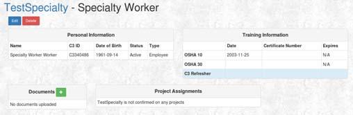 To view a craft worker, click their name in the craft workers table.