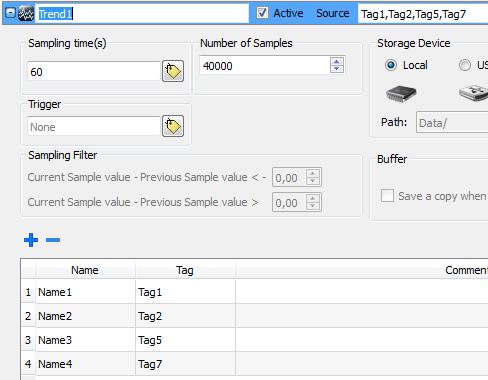 Data logging New data logging tools for collecting and sharing more data at the HMI level Data acquisition and storage of multiple data items. Synchronous sampling of values. Same timestamp.