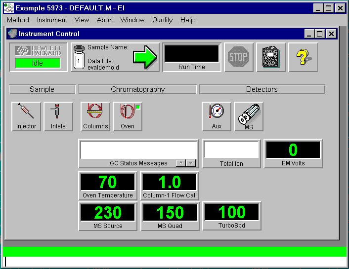 Instrument Control View The Instrument Control view is displayed when you start up the Environmental software. This is where you set and monitor instrument parameters.
