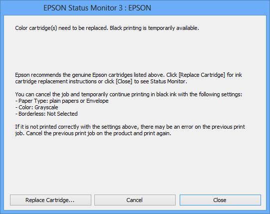 Replacing Ink Cartridges If EPSON Status Monitor 3 is disabled, access the printer driver, click Extended