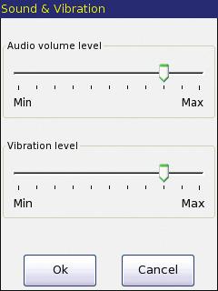 Sound & Vibration Adjust the volume and vibration levels by touching and dragging the slider to your desired Min/Max levels.