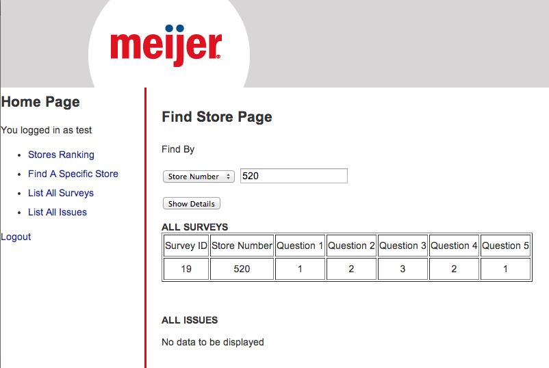3.2.8 Find a Specific Store This is where, by entering a store number, the page with all of the information about that store is listed.