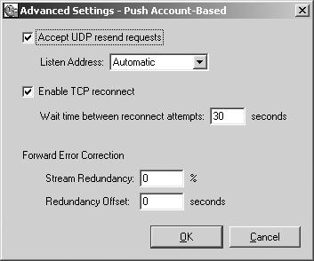 Helix Mobile Producer and Helix Mobile Producer Live User s Guide Account-Based Push Advanced Parameters Account-Based Push - Advanced Parameters Parameter Default value Description Accept UDP resent