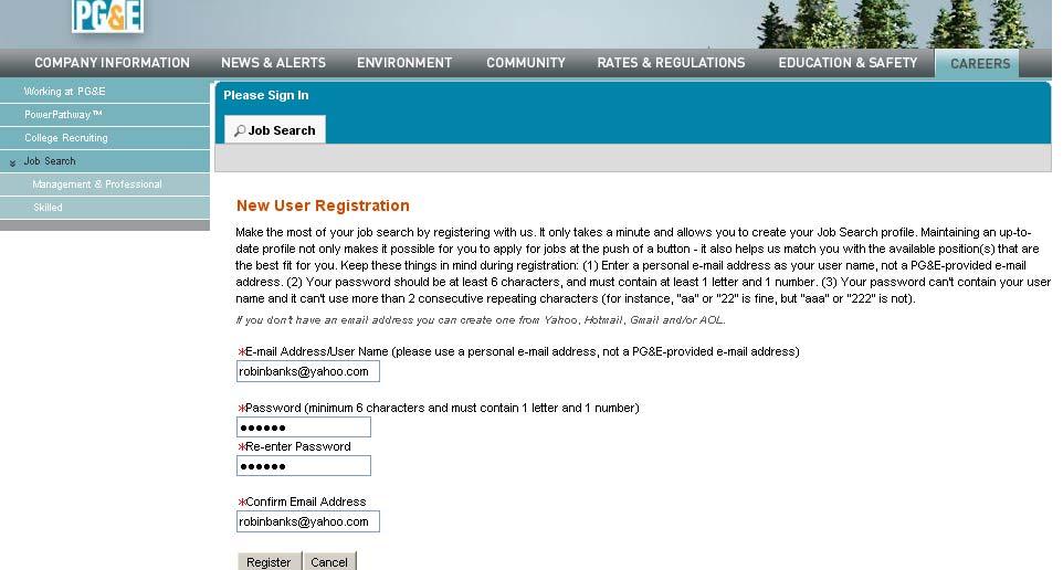 Register as a new user (cont d) Step 4: Create a User Name. Enter a personal e-mail address as your user name.