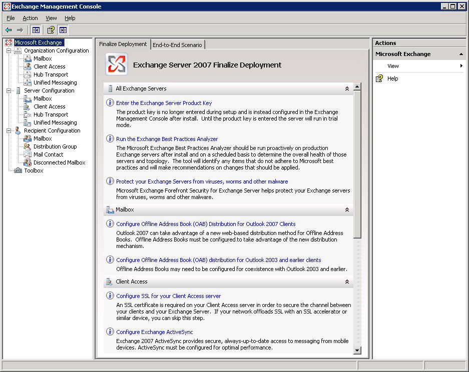 5. Configure Microsoft Exchange Server 2007 Unified Messaging This section covers the configuration of UM using the Exchange Management Console.